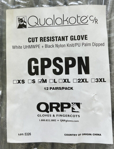 QRP Qualakote GPSPN Cut Resistant Gloves ANSI 2 - Size Medium - 12 Pair - Picture 3 of 7