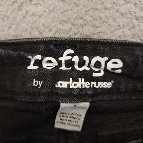 Refuge Shorts Womens 2 Black Mid Rise Shortie Comfort Casual Denim - Picture 3 of 15