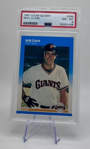 1987 FLEER GLOSSY #269 WILL CLARK RC PSA 8 (NM-MT) GIANTS