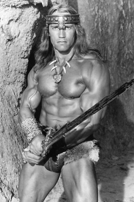 Conan the Barbarian Movie Poster Arnold Schwarzenegger Black and White