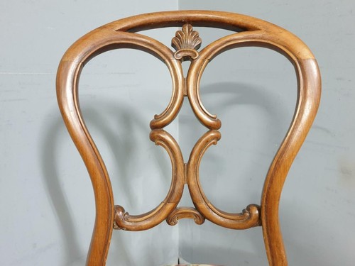 Vintage Antique Mahogany Ornate Balloon Backed Chair Floral Seat - Picture 10 of 12