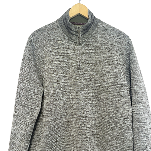 Suéter Ted Baker London Para Hombre Talla 2XL Horizontal Acolchado 1/4 Cremallera Pullover Gris - Imagen 3 de 14