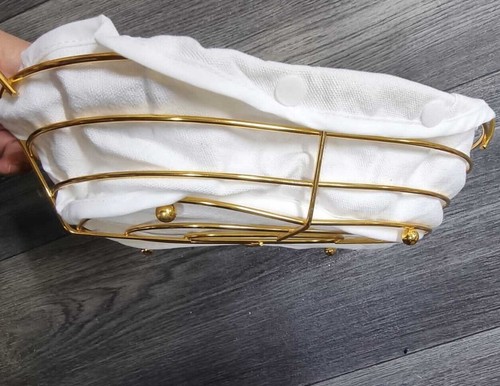 Bread Roll Basket Fabric Lining StainlessSteel Serving Muffin Snack Gift - Picture 8 of 24