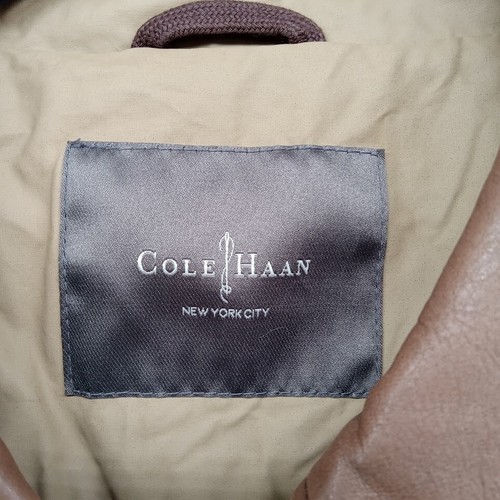 Cole Haan Jacket Mens L Tan Raincoat Outerwear Moisture Wick Waxy Hunting Coat - Picture 3 of 9
