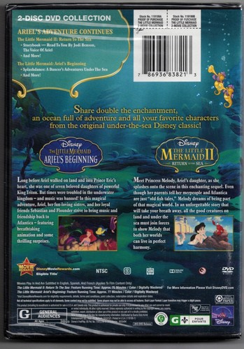 NEW! SEALED! THE LITTLE MERMAID Ariel's Beginning & Return To The Sea (2 DVDs) - Picture 2 of 3