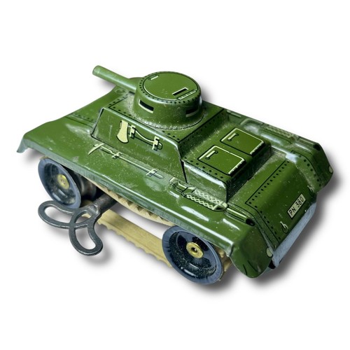 VINTAGE TIN WIND UP TOY PN 380 TANK ORIGINAL LITHOGRAPHY - Imagen 7 de 9