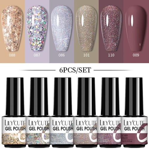 Kit 6 pezzi gel unghie colori misti per unghie fai da te lampada UV semipermanente set unghie - Foto 76 di 142