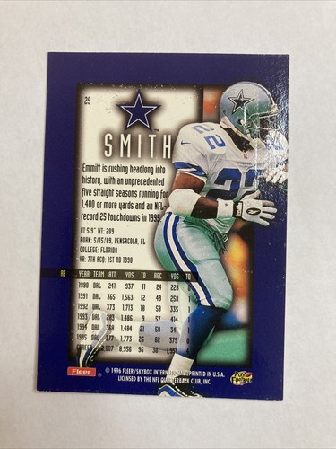 1996 Fleer Ultra Sensations - Gold Parallel - Emmitt Smith HOF Dallas Cowboys - Picture 2 of 2