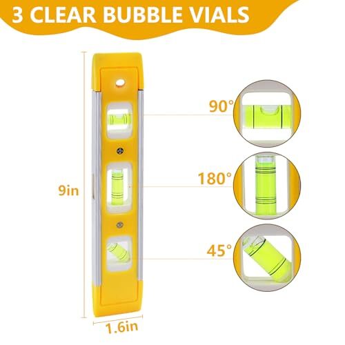 9 Inch (230 cm) Torpedo Level Magnetic, Small Leveling Tool with 3 Bubble - Picture 4 of 7