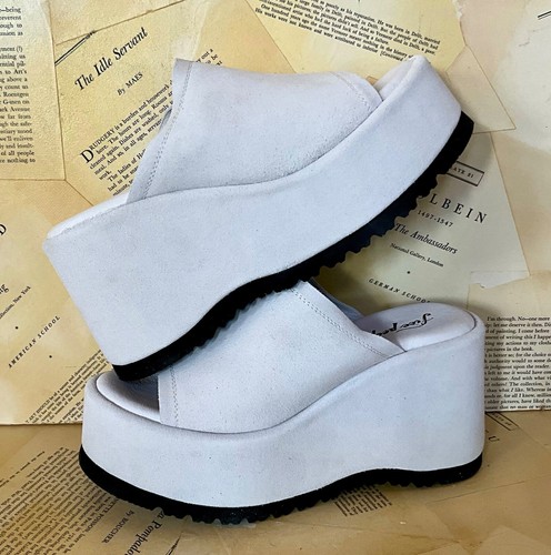 Free People Avery Open Toe Platform Wedge White Suede Mule Clog 40 / 10 NIB - Picture 7 of 10