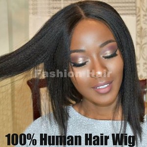 Yaki-Straight-Lace-Front-Wig-For-Black-Women-Indian-Remy-Human-Hair-Wig-Kinky-gs