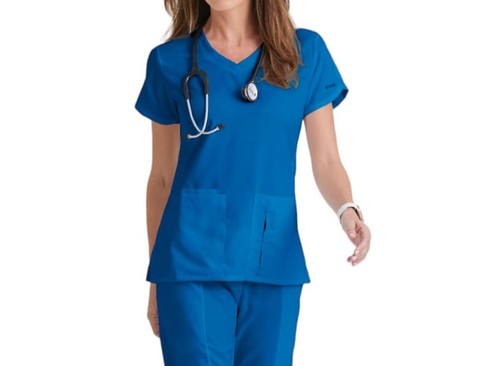 Grey's Anatomy Active Scrubs Women's 4 Pockets Solid Side Panel V-Neck Top XL - Picture 4 of 6