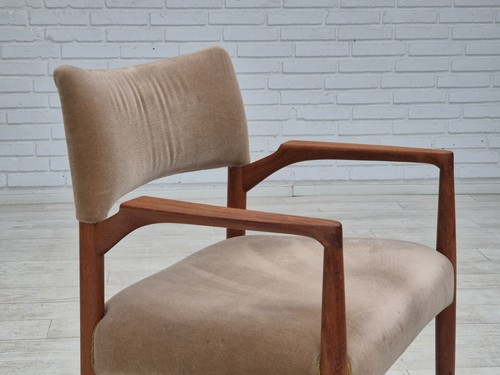 1970s, Danish chair, solid teak wood, furniture velour. - Picture 3 of 15