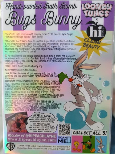 Bugs Bunny handbemalte Badebombe (Hipeachlayne) Zuckerpflaumenduft - Bild 2 von 2