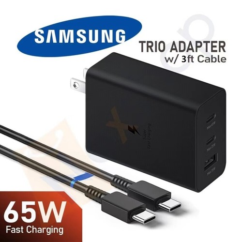 Chargeur Rapide Samsung 65W Adaptateur 3 Ports Type c Câble de Charge pour Android Neuf - Photo 8 sur 9
