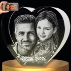 Personalized 3D Photo Crystal Custom Heart Mens Womens Gift Laser Etched Picture