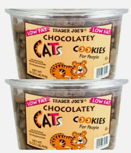 2 Packs Trader Joe's Chocolatey Cats Cookies Law Fat 16 oz Each Pack - Afbeelding 1 van 6