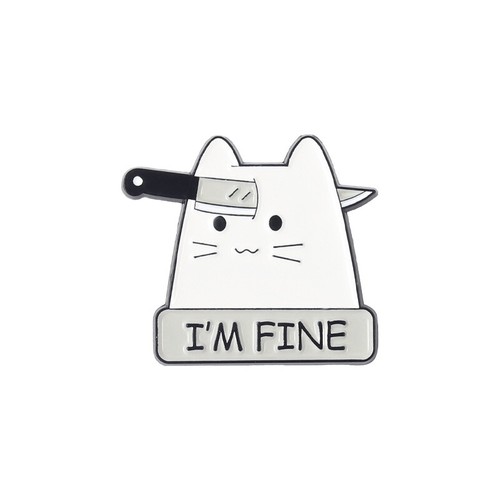 Cartoon I'm FINE Cat Brooch Cute and proud sunglasses cat brooch Lapel pins ∂ - Bild 5 von 17