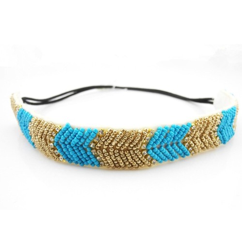 Fascia per capelli 3 pezzi strass stile nazionale bohemio perline accessori per capelli - Foto 5 di 12