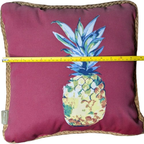 2 Allen Roth Red Pineapple Indoor/Outdoor Decor Throw Pillows Jute Trim READ - Picture 5 of 5