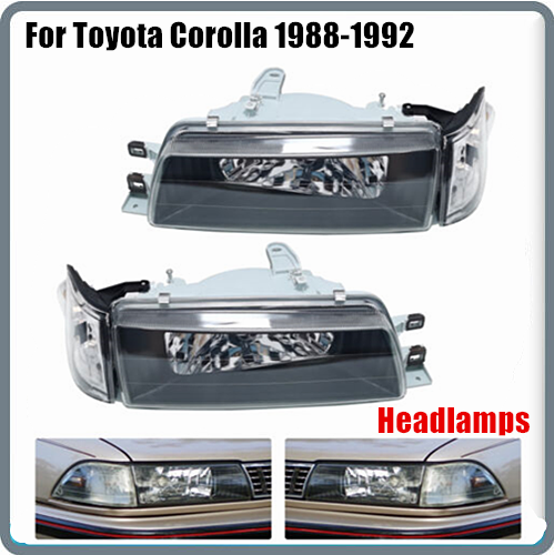 For Toyota Corolla 1988-1992 AE92-E90-EE90 Pair Headlights Headlamps Assy LH&RH - Picture 2 of 11