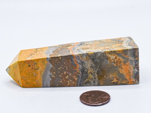 Obelisco mineral cristal jaspe abejorro naranja plateado 89 mm 105 g - Indonesia - Imagen 5 de 5