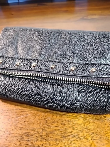 Jennifer Lopez Dorene Black Studded Zip Mini Foldable Wristlet Purse Clutch - Picture 8 of 19