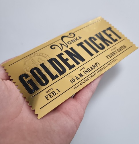 Charlie And The Chocolate Factory Golden Ticket Shiny Embossed PVC Prop Replica - Imagen 6 de 9