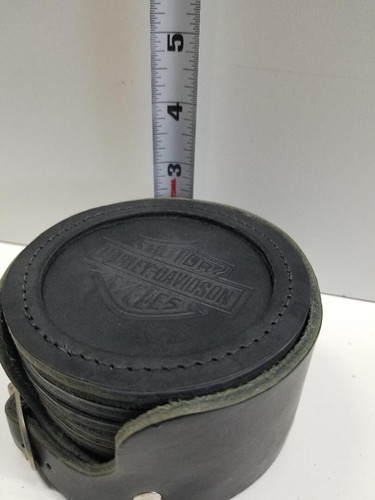 Harley Davidson Coasters Black Leather Set Of Six (6) Holding Case - Picture 6 of 6