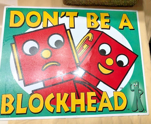 2003 Super SELTEN Gummi Blechschild Prema Toy Co 16 x 12,5" Don't Be A Blockhead - Sehr guter Zustand - Bild 16 von 21