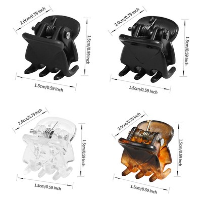 10 PCS Ladies Hair Clips 1.0 1.5cm Black Brown Clear Plastic Mini Hair Clips W D