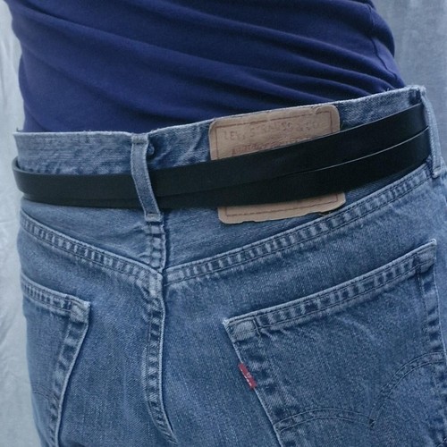 Cinturón GAP vintage M W32-36" hebilla latón macizo cuero negro doble hebilla - Imagen 8 de 8