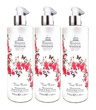 Woods of Windsor True Rose Moisturizing Hand  Body Lotion 11.8 Oz Set of 3