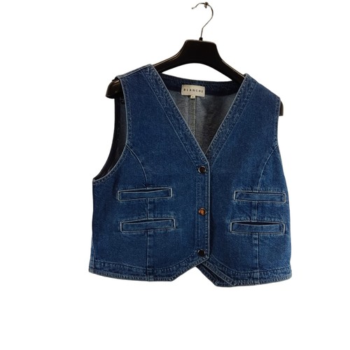 blanche womens denim waistcoat mid wash blue button up size 14 free pp - Picture 5 of 7