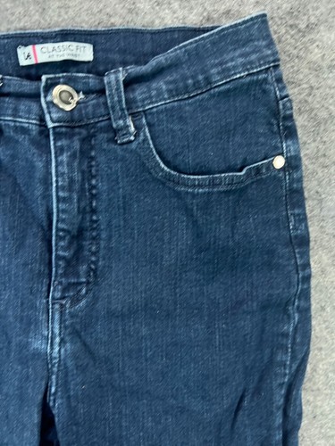 Lee Classic Bermuda Jean Shorts Womens 6 Blue Dark Cuff Studded Embroidered Back - Picture 7 of 12