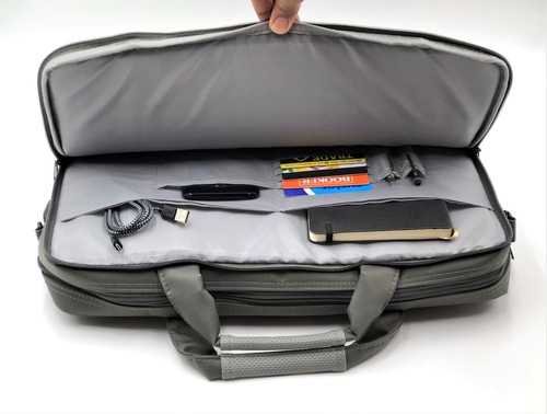 BIZEY Grey New Laptop Netbook Bag Shoulder Messenger Case Charging Port - Picture 5 of 11
