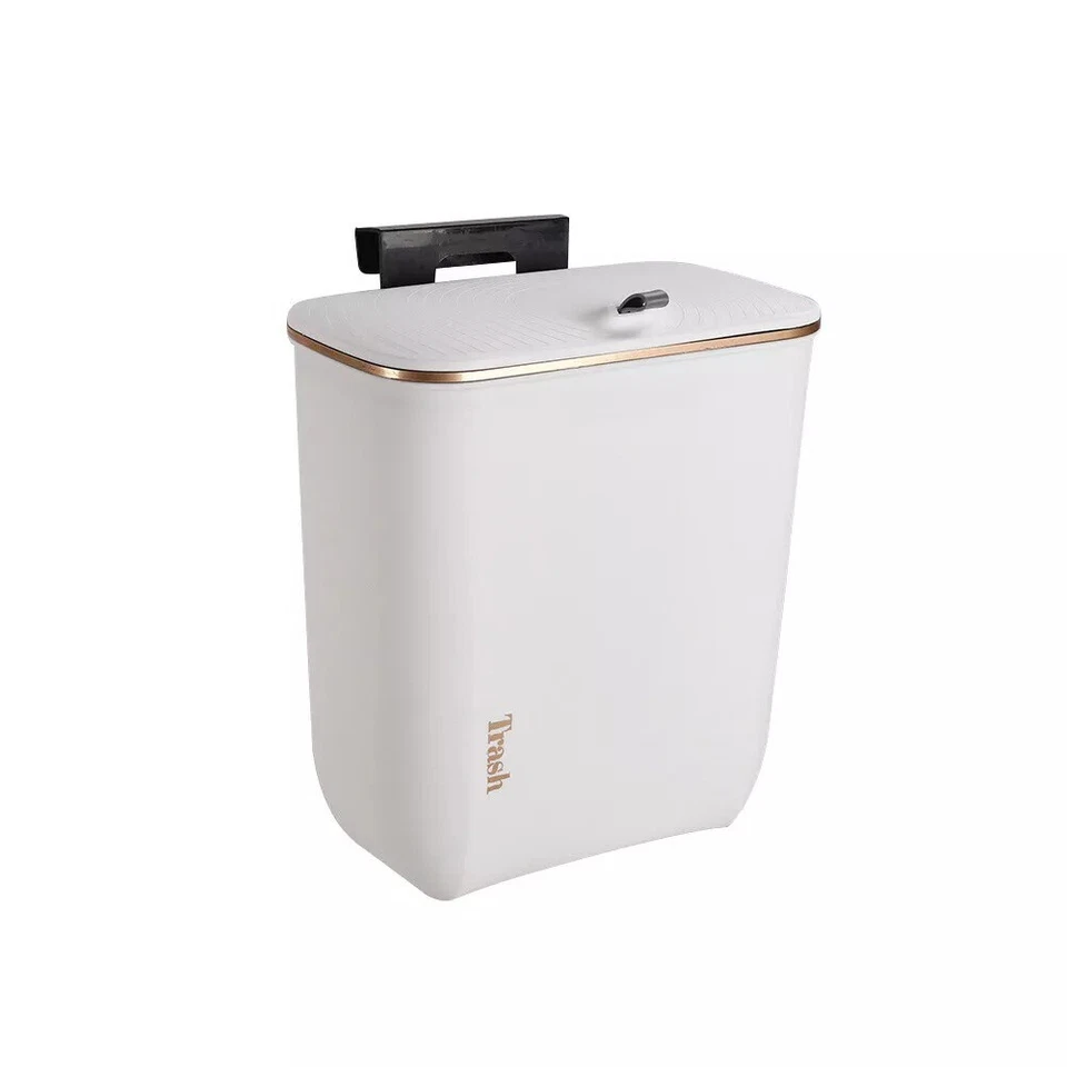 7/9L Wall Mount Waste Bin Kitchen Cabinet Door Cupboard Hanging Trash Can W/Lid - Image 3 of 4