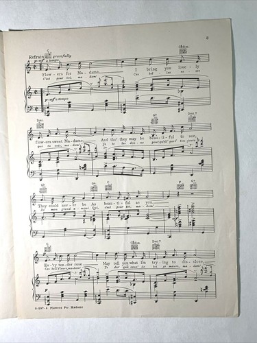 Partitura de flores para Madame Tobias Newman Mencher 1935 - Imagen 3 de 6