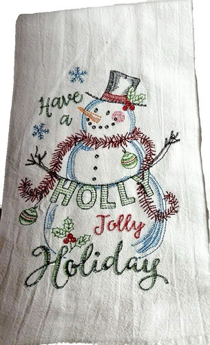 Diseño Kay Dee ~ Toalla de té de cocina ~ Bordada en Navidad ~ Saco de harina de algodón ~ Muñeco de nieve - Imagen 2 de 8