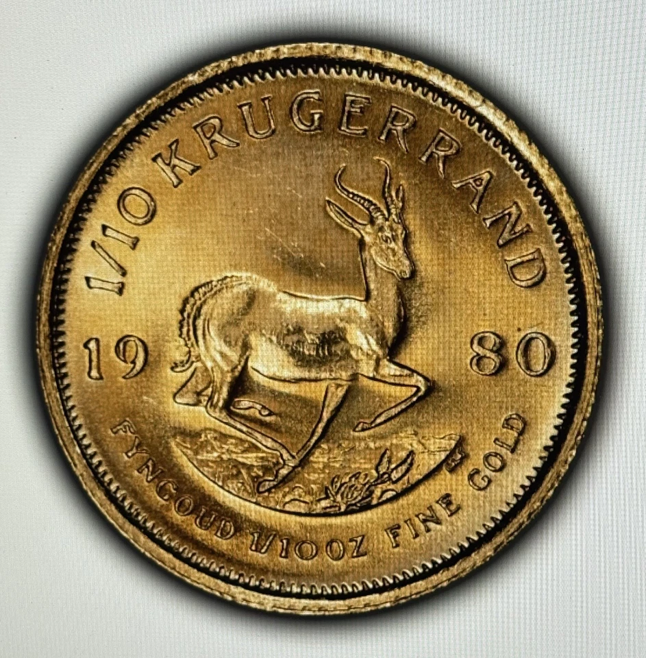 Sudáfrica Gold Krugerrand 1/10 oz - BU - 1980 Foto 2 de 2