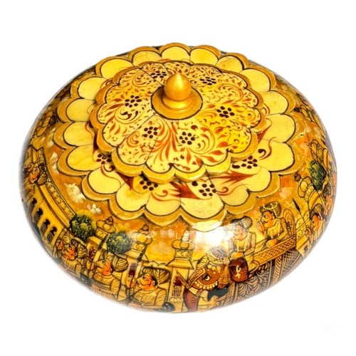 Camel Bone & Wood Jewelry Box Hand Painted Procession Design Treasure Storage - Picture 6 of 11