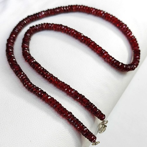 Collar de 18" con cuentas facetadas en forma de Heishi de piedras preciosas de granate natural de 5 a 6 mm - Imagen 8 de 9