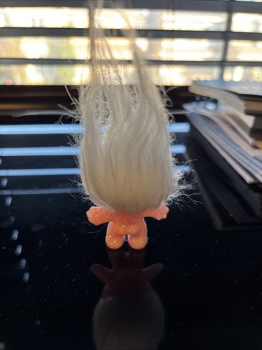 DAM Troll Doll White Hair Sparkle With Clear Gem On Stomach - Picture 2 of 5