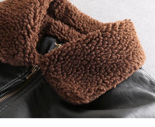 Thickened Leather Jacket Mens Winter Warm Lamb Velvet Collar Motorcycle Overcoat - Bild 8 von 20