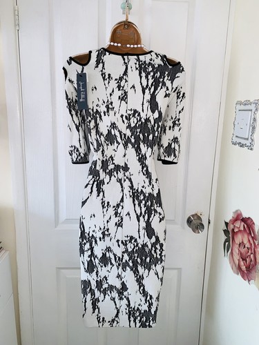 Joseph Ribkoff ivory and black cold shoulder dress uk size 14 - Picture 11 of 16