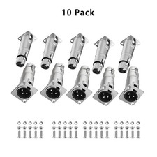 5/10 3-Pin XLR Male to XLR Female Feed/Pass Thru Connector for D Panel Mounting