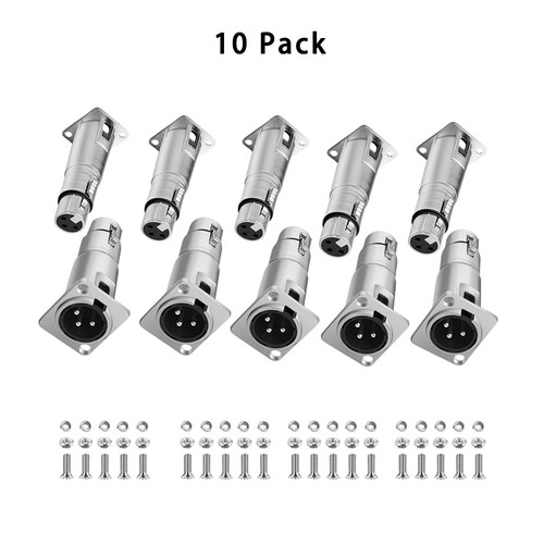 5/10 * 3-Pin XLR Stecker auf XLR Buchse Feed/Pass Thru Stecker für D Panel Montage - Bild 1 von 9