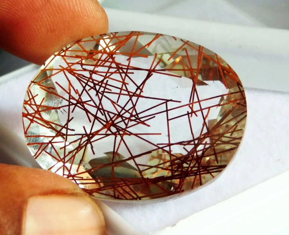 A+ Rutilated Quartz 74.75 Ct Oval Cut Natural Golden Gemstone Certified - Image 4 of 4