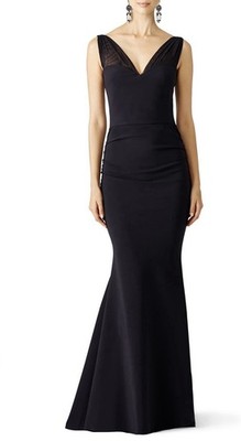 Chiara Boni La Petite Black Lace Illusion Gown 38 (US 2) MSRP $1,090 Tear in she