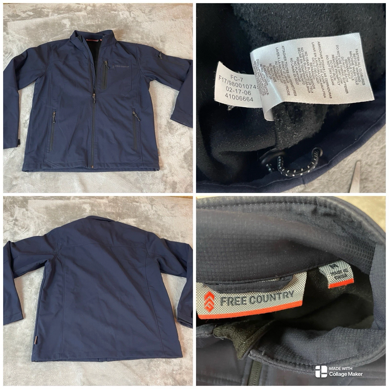 VTG Free Country Dark Navy Men's M Jacket Winter Adjustable Waist (2006)